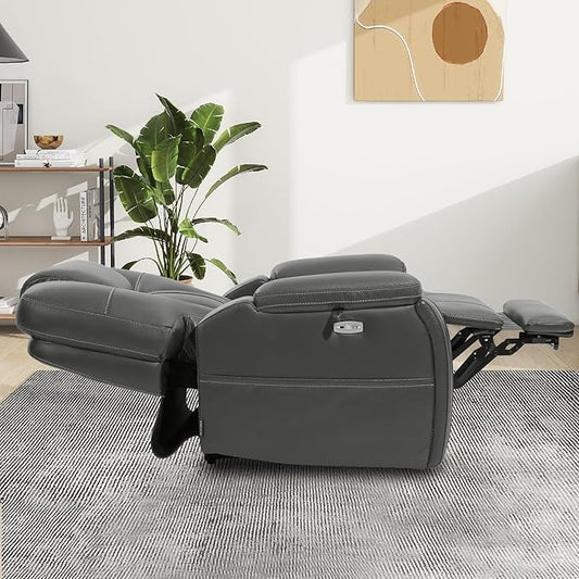 EONIX Triple Motor Lay Flat Power Lift Recliner Chair for Elderly with Adjustable Headrest, 400lbs Electirc Lift Chair for Living Room, Lumbar Pillow, Extended Footrest, Grey