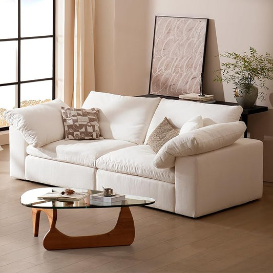 Modular Sectional Sofa, 78.7" L Shaped Modern Sofa Modular Sectional Cloud Couch with Ottoman, Modern Cloud Sectional Couches for Living Room, Deep Seat Sofa with Washable Cover