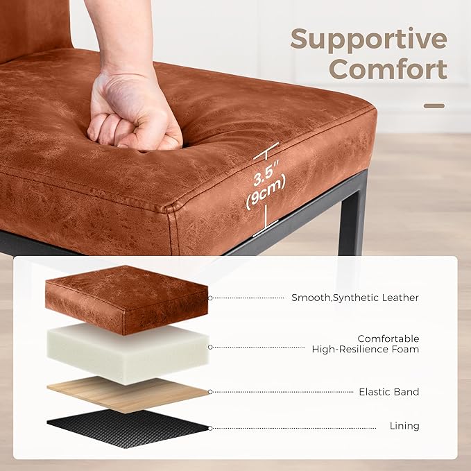 MAISON ARTS Counter Height Bar Stools with Back Set of 4 for Kitchen Counter, 24 Inch Modern Upholstered Faux Leather Barstools Farmhouse Bar Chairs Luxury Island Stools Support 330LBS, Brown