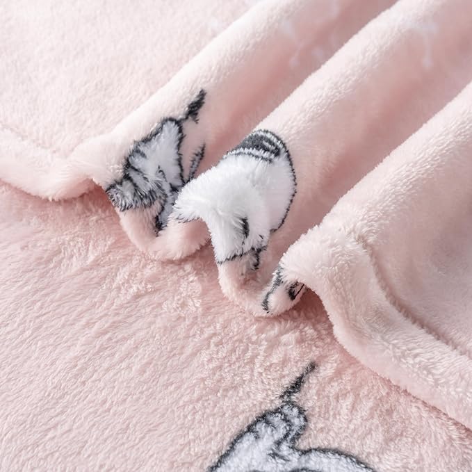 Berkshire Blanket Peanuts® VelvetLoft® Cute Character Snoopy Plush Blanket,Make a Wish Spring Pink,Full/Queen 90 in x 90 in (Official Peanuts® Product)