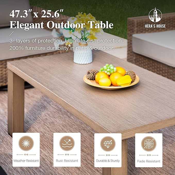 HERA'S HOUSE Luxury Swivel Glider Patio Furniture Set with 4.92" Wide Armrests 5.5" Thick Cushions, 6 Pieces Outdoor Wicker Furniture Conversation Set with Table for Backyard Deck Garden, Grey
