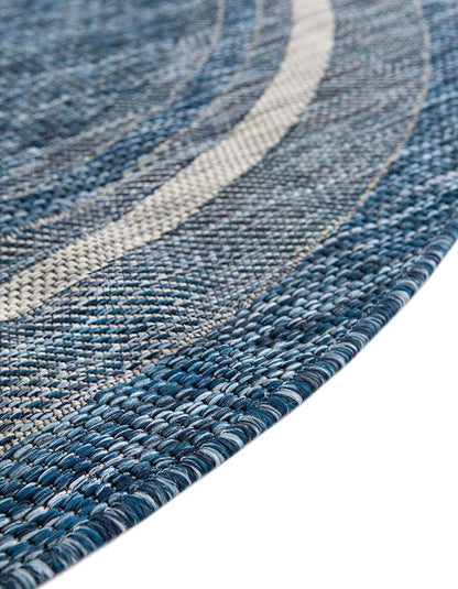 Unique Loom Outdoor Border Collection Area Rug - Soft Border (2' 2" x 3' 7" Hearth, Blue/ Ivory)