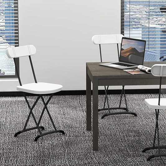 GYMAX Folding Chair, 400lbs Plastic Chairs Set with Steel Frame & Ergonomic Curved Back, Indoor & Outdoor Commercial Event Seat for Meeting, Wedding, Stackable Lightweight Folding Chairs (10, White)