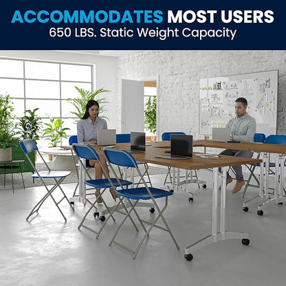 Flash Furniture Hercules Series Plastic Folding Chair - Blue - 6 Pack 650LB Weight Capacity Comfortable Event Chair-Lightweight Folding Chair