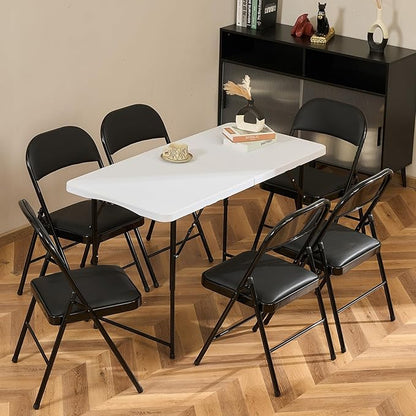 70 Pack Folding Chairs with Padded Seats, Padded Folding Chair with Steel Frame for Events Home Office, Pu Leather Folding Chair Black