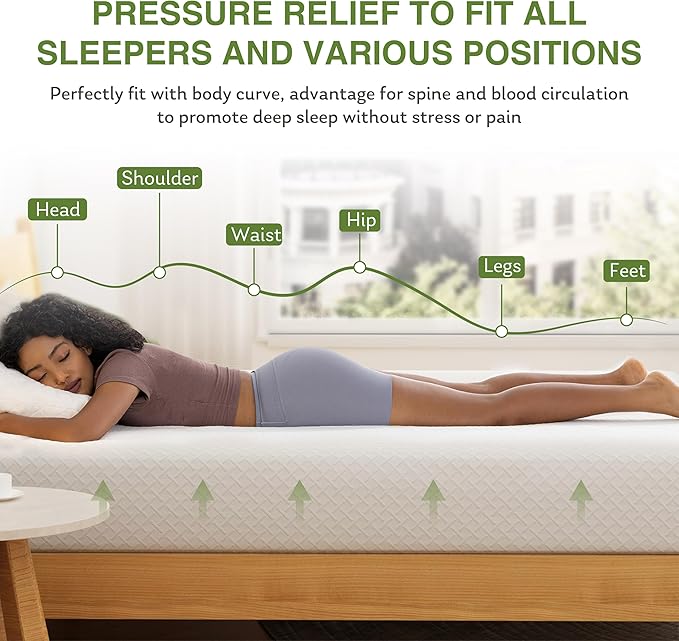 EGOHOME Cal King Size Memory Foam Mattress, 12 Inch Bed Mattress in a Box with Cooling Green Tea Gel, Relieve Pressure with Medium Support, CertiPUR-US Certified, 84''L x 72''W, White