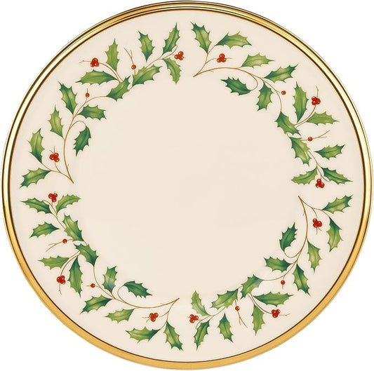 Lenox 897083 Holiday Dinnerware Salad Plates, Set of 4, Red & Green, Christmas, Hosting