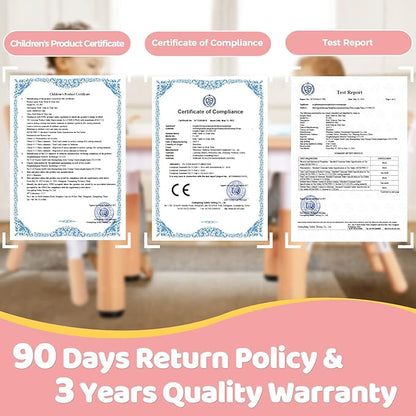 FUNLIO Kids Table and 2 Chairs Set, Height Adjustable Toddler Table and Chair Set for Ages 3-8, Easy to Wipe Arts & Crafts Table, for Classrooms/Daycares/Homes, CPC & CE Approved (3pcs Set) - Pink