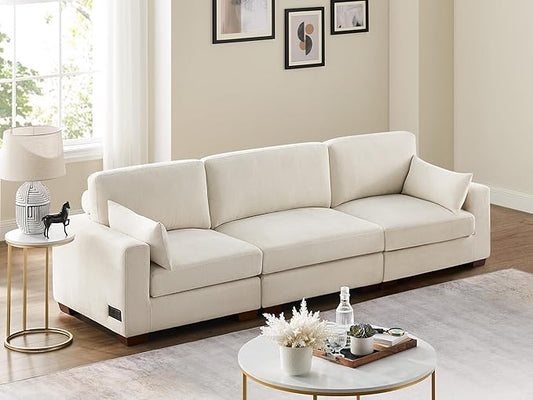 VANOMi Large Modular Sectional Sofa, Oversized Couch with Charging Station, Cloud Couch Deep Seat Sofa with Thick Cushion, Convertible Sectional Couches for Living Room Office Apartment