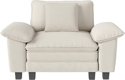 53.5" Cloud Modular Sectional Single Sofa, Deep Seat Armchair with Plush Chenille & Removable Arms for Living Room, Beige