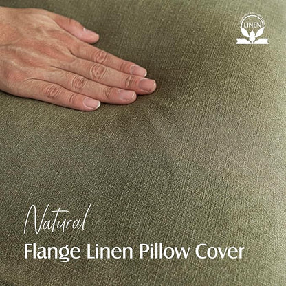 Foindtower Pack of 2, Decorative Linen Soild Throw Pillow Covers Soft Accent Cushion Case Boho Farmhouse Pillowcase for Chair Couch Sofa Bedroom Living Room Home Decor 16 x 16 Inch Olive Green