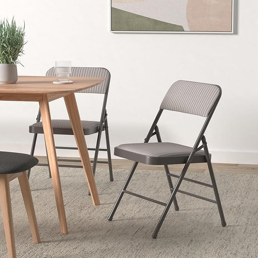 Amazing for less Pack of 2 (Fabric/Vinyl) Steel Frame Metal Foam Padded Folding Chairs (Black, Gray, White) (2-Pack - Fabric White)