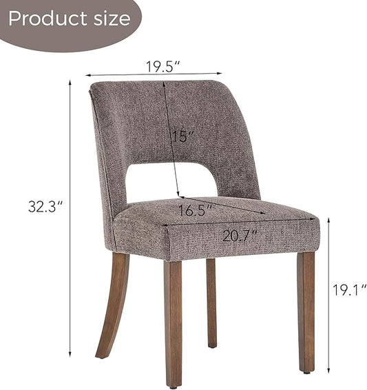 VKNOW Wooden Dining Chairs Set of 6, Modern Fabric Upholstered Dining Room Chair Kitchen Chairs, Farmhouse Dinner Chair for Kitchen Dining Room, Brown