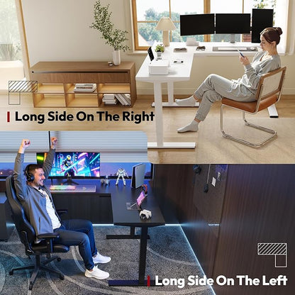 SANODESK Electric Height Adjustable 3 Leg Corner Desk Frame, up to 220lbs, Sit Stand Ergonomic L Shaped Frame Only, White