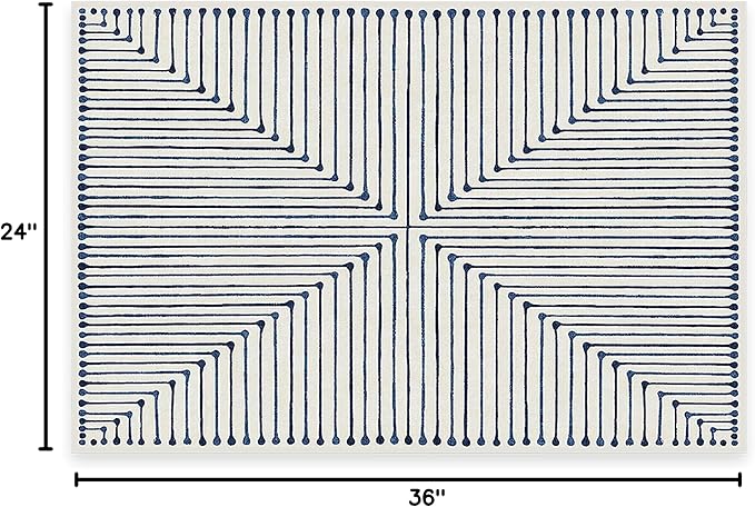 RUGGABLE x Jonathan Adler Machine Washable Modern Area Rug – Inkdrop Slate Blue 2x3, Stain-Resistant, Non-Slip – Small Rugs for Living Room, Bedroom, Hallway, Entryway & Bathroom–with Standard Pad