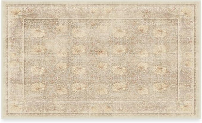 RUGGABLE x Morris & Co Washable Area Rug – Pimpernel Vintage Stone 3x5, Stain-Resistant, Non-Slip – Small Machine Washable Rugs for Living Room, Bedroom, Hallway, Entryway & Office–with Cushioned Pad
