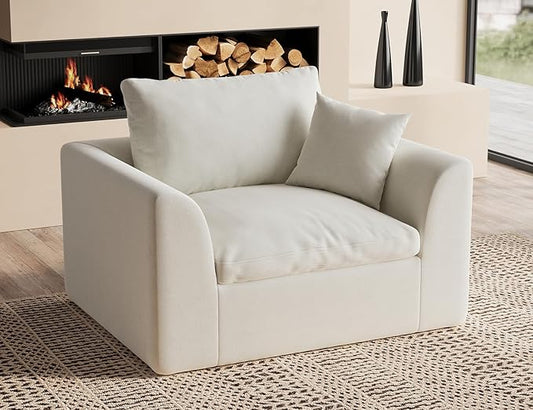 48.6" Single Sofa, Small Boneless Couches for Living Room, Cloud Couch for Bedroom, Office, Warm White