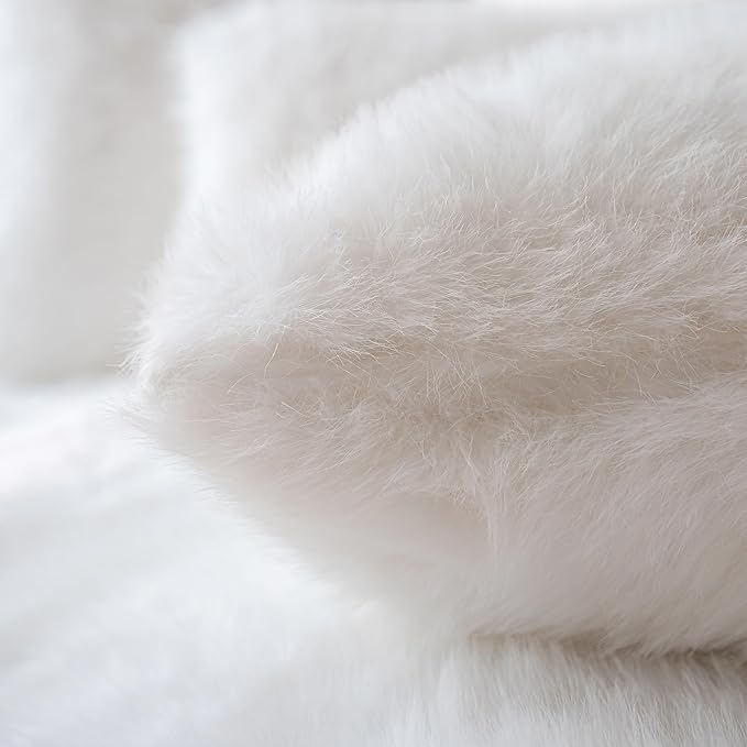 Neelvin Cream White Faux Fur Cozy Fluffy Double-Sided Decorative Throw Pillow Covers 12x20 inch Set of 2,Velvet Pillowcase Cushion Case for Sofa Couch