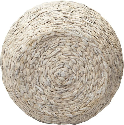 Household Essentials Handwoven Water Hyacinth Barrel Wicker Storage Basket Side Table, Cream Finish