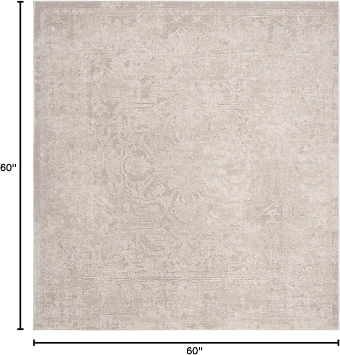 SAFAVIEH Area Rug 5' Square - Reflection Collection - Cream & Ivory, Non-Shedding & Easy Cleaning, Ideal for Living Room, Bedroom (RFT665D)