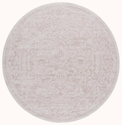SAFAVIEH Area Rug 5' Round - Reflection Collection - Cream & Ivory, Non-Shedding & Easy Cleaning, Ideal for Living Room, Bedroom (RFT665D)