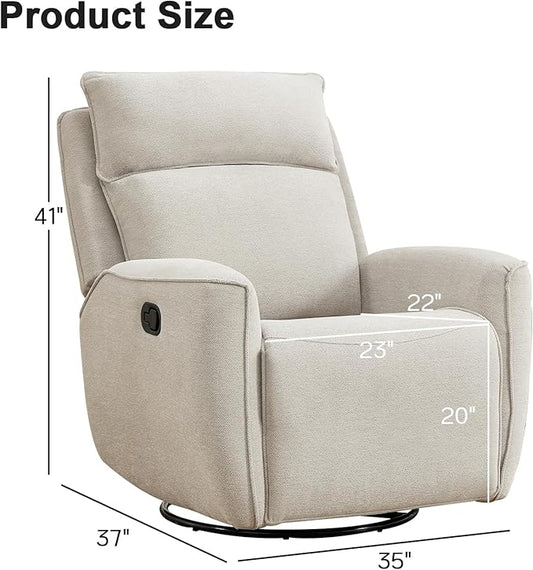 INZOY Nursing Rocking Chair Recliner, Swivel Rocker Recliner, Swivel Glider Rocking Recliners with Soft Backrest, Chenille Fabric Manual Reclining Sofa for Living Room Bedroom Apartment, Beige