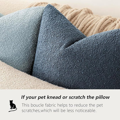 Foindtower Pack of 2 Textured Boucle Throw Pillow Covers Accent Solid Pillow Cases Cozy Soft Decorative Couch Cushion Case for Chair Sofa Bedroom Living Room Home Decor 20x20 Inch Dark Blue