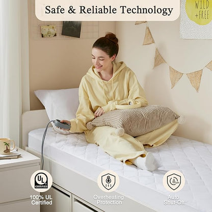 Beautyrest 3M Scotchgard Heated Mattress Pad - Electric Bed Warmer with 5 Heat Settings, 10 Hr Auto Shut Off Timer, All Around Elastic Deep Pocket, UL Certified, Machine Washable, White Twin