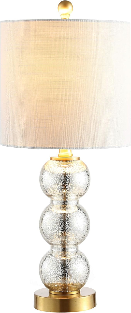 JONATHAN Y JYL1021C February 21" Glass/Metal LED Table Lamp Contemporary Bedside Desk Nightstand Lamp for Bedroom Living Room Office College Bookcase LED Bulb Included, Mercury Glass/Brass Gold