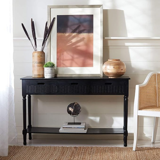 SAFAVIEH Home Collection Landers Black 3-Drawer Console Table CNS5711B