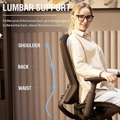 ELABEST Mesh Office Chair,Ergonomic Computer Desk Chair,Sturdy Task Chair- Adjustable Lumbar Support & Armrests,Tilt Function,Comfort Wide Seat,Swivel Home Office Chair (Black)