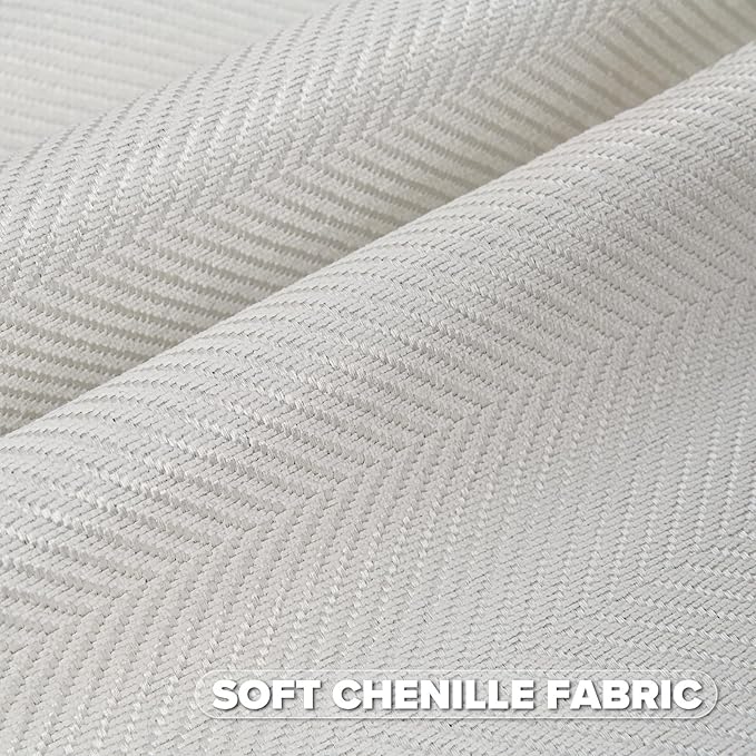 FUTEI Cream White Chenille Throw Pillow Covers 18x18 Inch Set of 2,Soft Wide Chevron Textured Cushion Case,Farmhouse Home Decor for Couch Bed Living Room