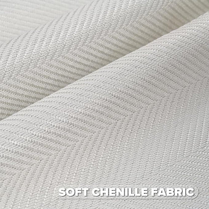 FUTEI Cream White Chenille Throw Pillow Covers 18x18 Inch Set of 2,Soft Wide Chevron Textured Cushion Case,Farmhouse Home Decor for Couch Bed Living Room