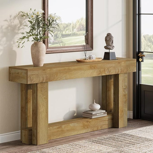 Tribesigns 63-Inch Wood Console Table, 2-Tier Narrow Long Farmhouse Entryway Table for Living Room, Hallway, Entrance