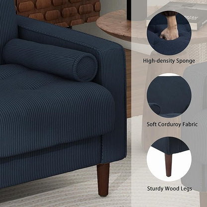 Oversized Accent Chair Set of 1, Corduroy Fabric Mid Century Modern Armchair with Large Seat for Living Room Bedroom Reading