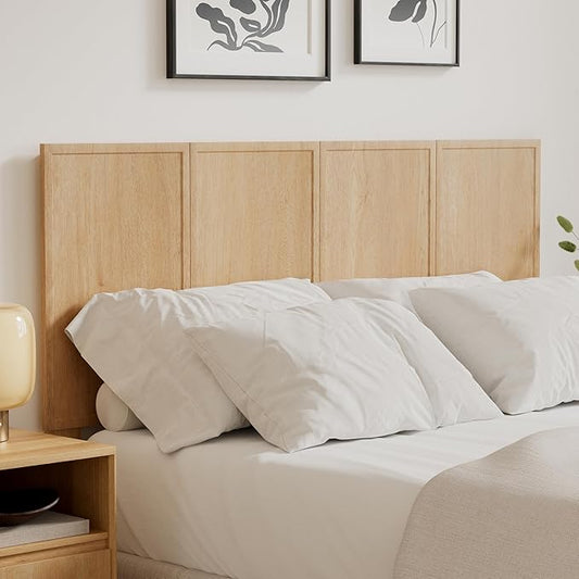 62.4" Wide Headboard Only, Queen Size Wooden Headboard Modern Farmhouse Wall Mount Headboard for Bedroom, Natural Oak