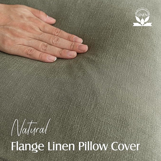 Foindtower Pack of 2, Decorative Linen Soild Throw Pillow Covers Soft Accent Cushion Case Farmhouse Neutral Pillowcase for Chair Couch Sofa Bedroom Living Room Home Decor 18x18 Inch Olive Branch Green