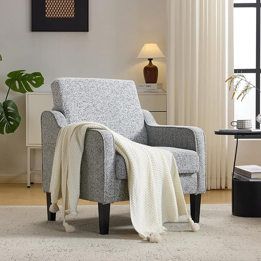 VINGLI Accent Chair for Living Room Chairs Reading Chair for Bedroom Chair Scooped Arm Chair Mid Century Modern Accent Chairs Upholstered Comfy Chair for Apartment, Waiting Room (1, Texture Gray)