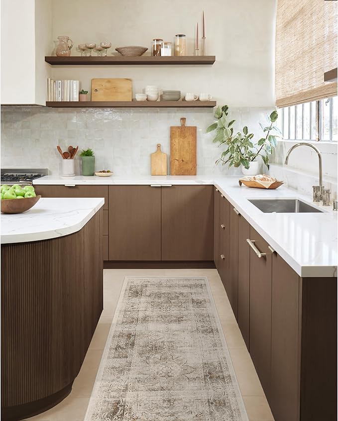 RUGGABLE Washable Vintage Area Rug – Sarrah Hazel 8x10, Stain-Resistant, Non-Slip – Large Machine Washable Rugs for Living Room, Bedroom, Hallway, Entryway & Office–with Cushioned Pad