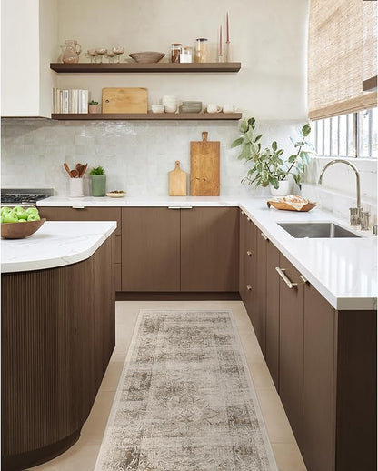 RUGGABLE Washable Vintage Area Rug – Sarrah Hazel 8x10, Stain-Resistant, Non-Slip – Large Machine Washable Rugs for Living Room, Bedroom, Hallway, Entryway & Office–with Standard Pad