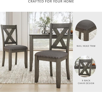 Signature Design by Ashley Caitbrook Rustic 7-Piece Dining Set – Rectangular Table with 6 X-Back Upholstered Chairs, Gray