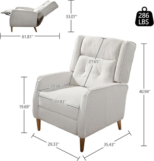 Art Leon Modern Accent Chair with Ottoman - Soft Fabric Armchair with Adjustable Backrest Modular Single Sofa Comfy Lounge Chair Mid Century Modern Chair for Bedroom Living Room, White