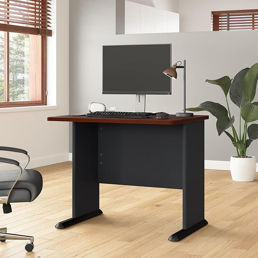 Bush Business Furniture Series A 36W Small Desk in Hansen Cherry and Galaxy, Compact Computer Table for Home or Professional Office