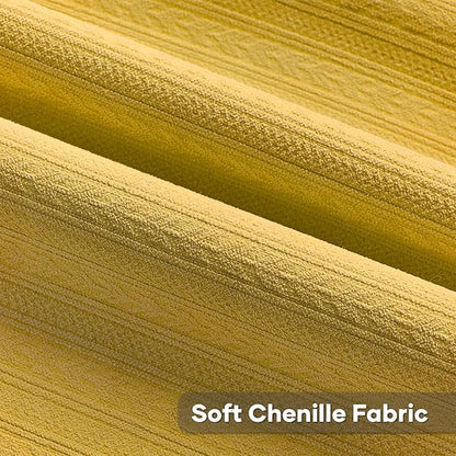 FUTEI Mustard Yellow Decorative Throw Pillow Covers 22x22 Inch Set of 2,Soft Cozy Wheat Ear Striped Patterns Cushion Cases,Modern Home Decor for Couch Bed Living Room