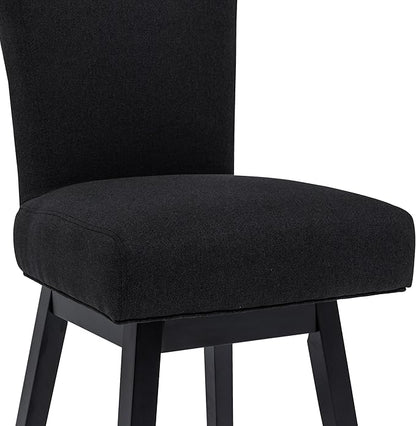 Bar Stools Set of 4, 26 Inch Upholstered Barstools with 15.7" High Back and Footrest, Swivel Counter Height Barstools for Kitchen Island Home Bar Performance Fabric Black
