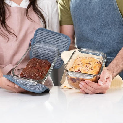 Libbey Baker’s Premium Glass Loaf Baking Dish Set of 2, Stackable Bakeware with GreatGrip Handles, Durable Glass Bread Pans