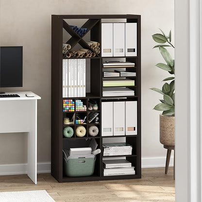 Furinno Cubicle Cube Insert, H-Shelf Cube Organizer, 2-Tier Shelf Dividers, Fits into Furinno Extra Thick Cubes, for Organizers and Storage, Black Oak (Does not fit IKEA Kallax Shelving)
