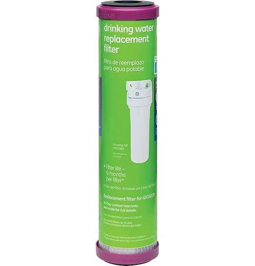 GE Basic Single Stage Drinking Water System Replacement Filter, Fits GX1S01R Under Sink Filtration System, Replace Every 6 Months, FXUTC