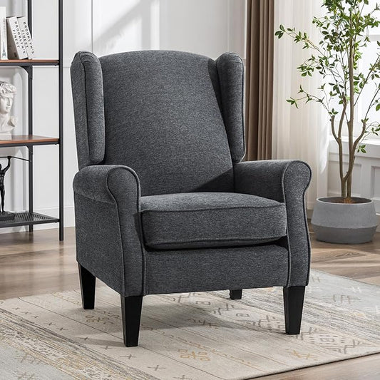 Accent Chair, Modern Living Room Chairs with Wingback, Comfy Upholstered High Back Single Sofa for Bedroom, Mid-Century Reading Armchair Sillas para Sala