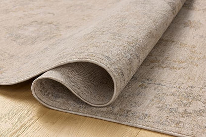 Loloi Chris Loves Julia Louisa Collection LOI-02 Oatmeal/Slate 5'-3" x 5'-3", .38" Pile Height, Round Area Rug